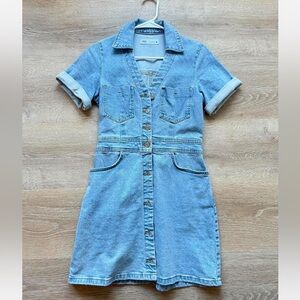 Zara Z1975 Denim Mini Dress - Light Blue